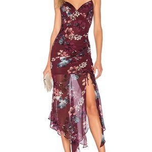 NICHOLAS Burgundy Floral Drawstring Dress